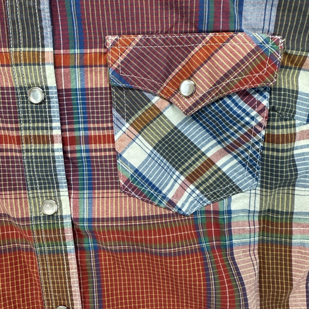 Wrangler Western Plaid Shirt Double Pockets Pearl Snap Closure Womens Size M - Picture 7 of 7